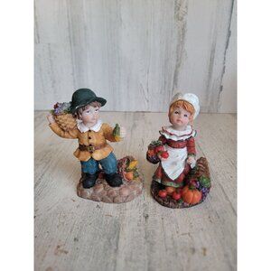 K's collection Pilgrim bounty cornucopia boy girl fall figure Thanksgiving